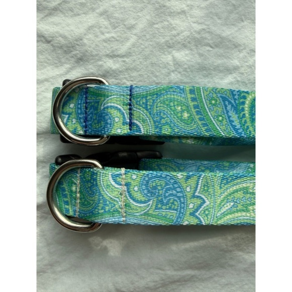 Green‎ and Blue Paisley 1" Wide Dog Collar - Picture 2 of 8